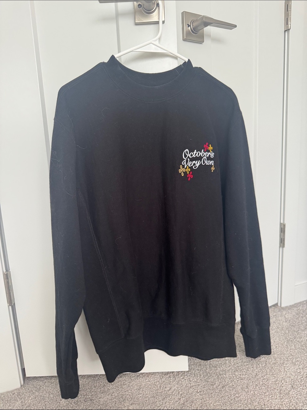 OVO Black Crewneck Sweatshirt with Floral Logo